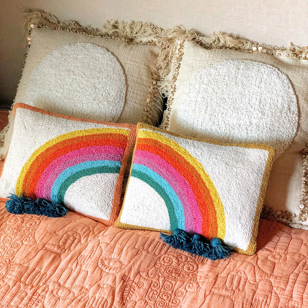 Peking Rain Bow Hook Pillow Set By Jungalow® Hook Pillows 4 Peking Rain Bow Hook Pillow Set By Jungalow® Hook Pillows