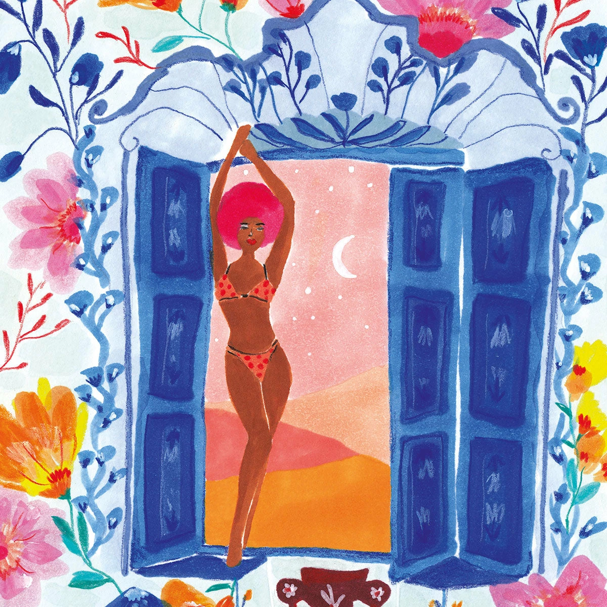 Blue Window Art Print By Roeqiya Fris Gifts $100-$250 3 Blue Window Art Print By Roeqiya Fris Gifts $100-$250