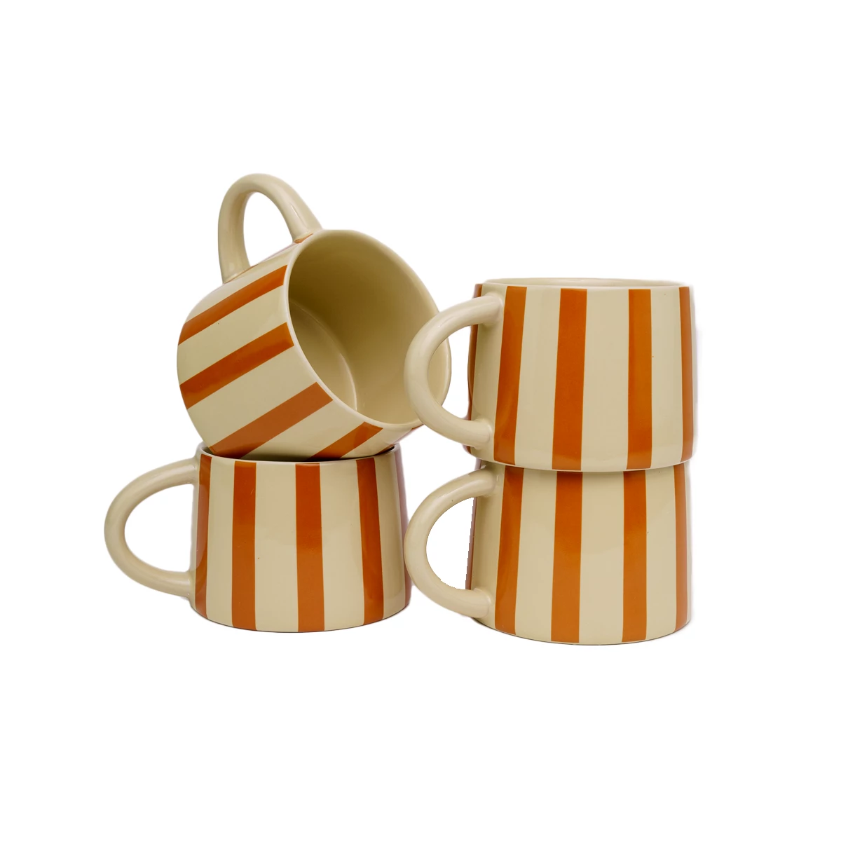 Jungalow® Tabletop + Kitchen Tierra Striped Mug Set In Amber 4 Jungalow® Tabletop + Kitchen Tierra Striped Mug Set In Amber