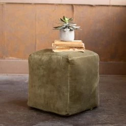 Kalalou All Stools, Poufs + Side Tables Avocado Pouf