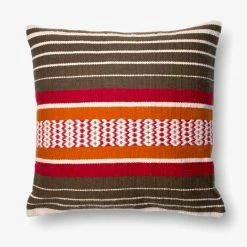 Loloi Rugs Brown Striped Outdoor Pillow