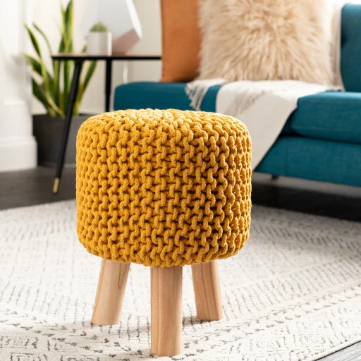 Surya Knit Gold Stool All Stools, Poufs + Side Tables 3 Surya Knit Gold Stool All Stools, Poufs + Side Tables