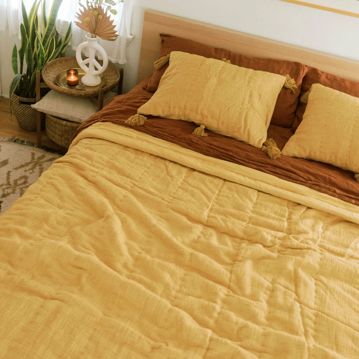 Jungalow® Sol Natural Dyed Quilt In Marigold By Like A Lion® All Décor 6 Jungalow® Sol Natural Dyed Quilt In Marigold By Like A Lion® All Décor
