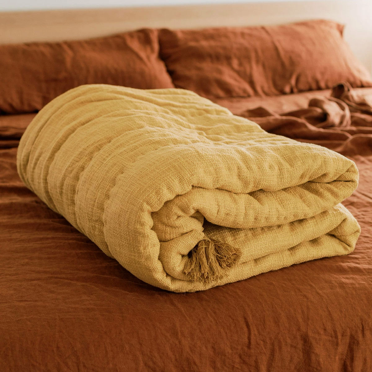 Jungalow® Sol Natural Dyed Quilt In Marigold By Like A Lion® All Décor 3 Jungalow® Sol Natural Dyed Quilt In Marigold By Like A Lion® All Décor