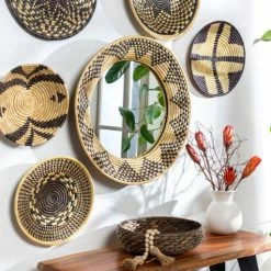 Surya Natural Patterned Woven Mirror