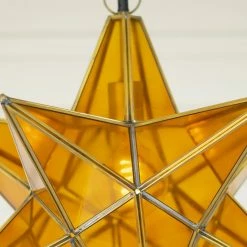 Kalalou All Lighting Amber Glass Star Pendant Light
