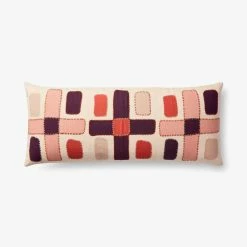 Loloi Rugs Pink Stitched Lumbar Pillow By Justina Blakeney® X Loloi