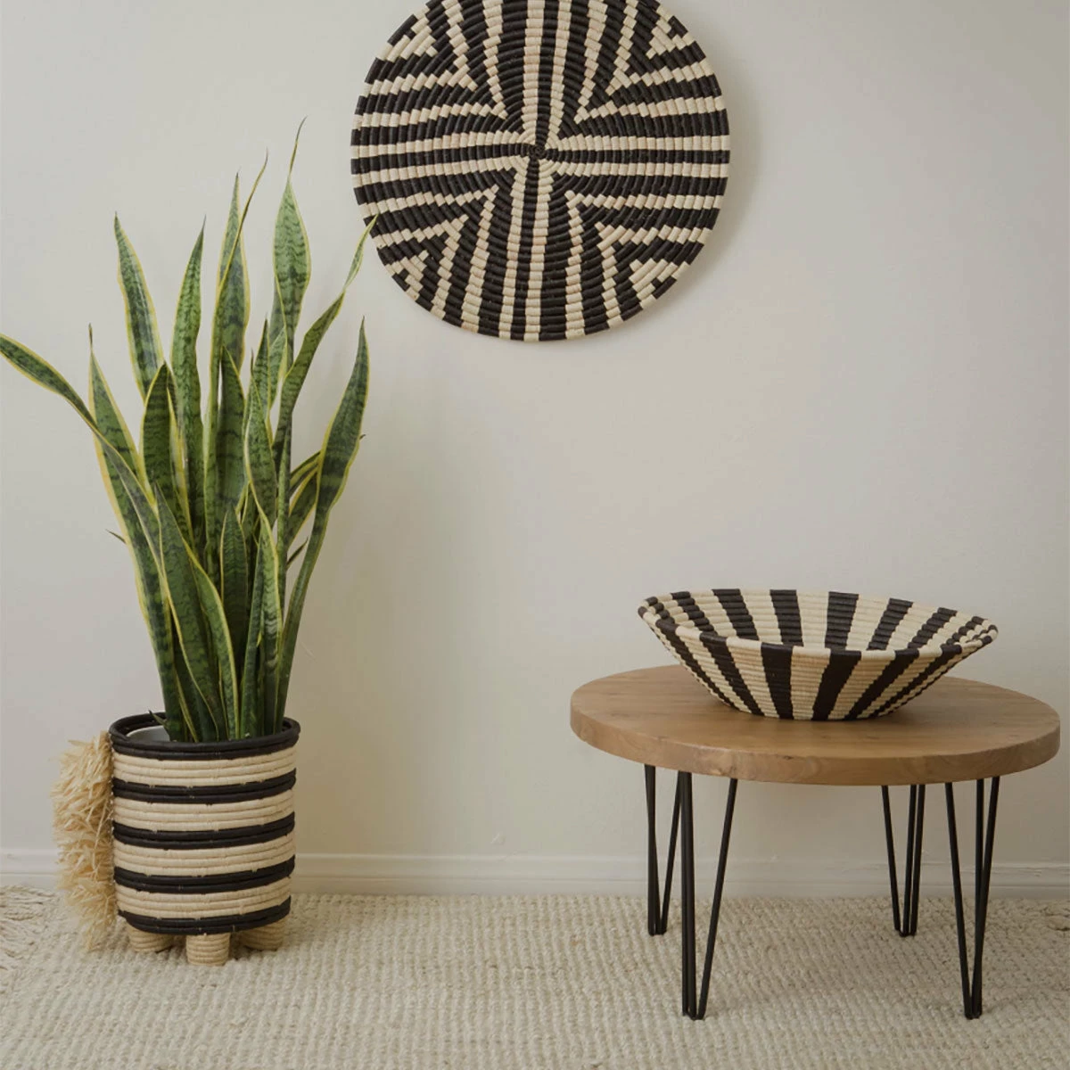 AAA Planters Black Fringed Striped Planter 3 AAA Planters Black Fringed Striped Planter