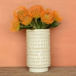 HomArt Embossed Ceramic Vase New